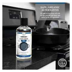 CLARK'S Cast Iron Seasoning Oil - Refined Coconut Oil for Cast Iron  Skillets and Carbon Steel Cookware - Prevent Rust for a Cleaner Non-Stick  Pan 
